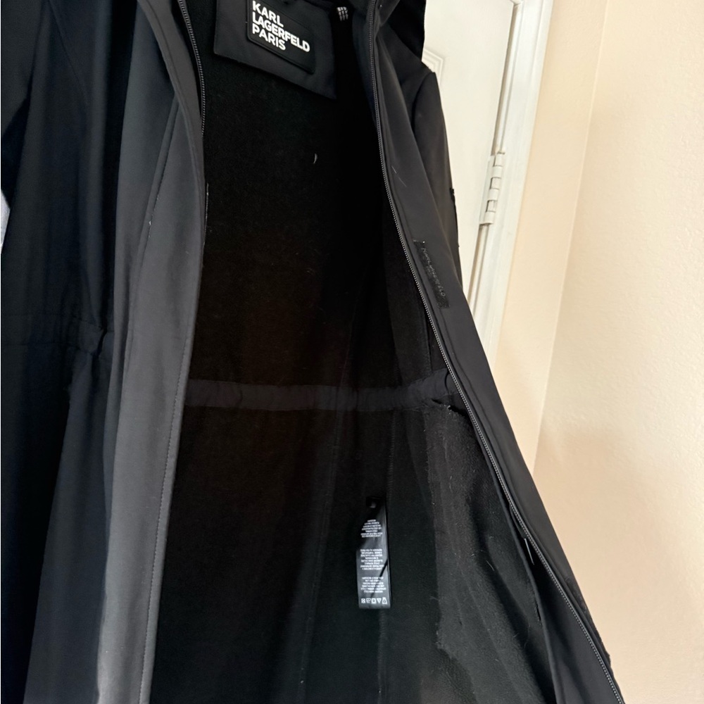 Karl Lagerfeld Women's Black Hooded Raincoat - Picture 3 of 6